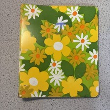 3 Ring Binder Vintage 1970s Flower Yellow Ora...