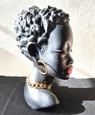 Buste en plâtre années 1950 vintage Femme Africaine / Hauteur : 26 cm