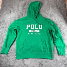 Polo Ralph Lauren Green 1967 Athl Dept Hoodie Sweatshirt Mens Medium Fleece