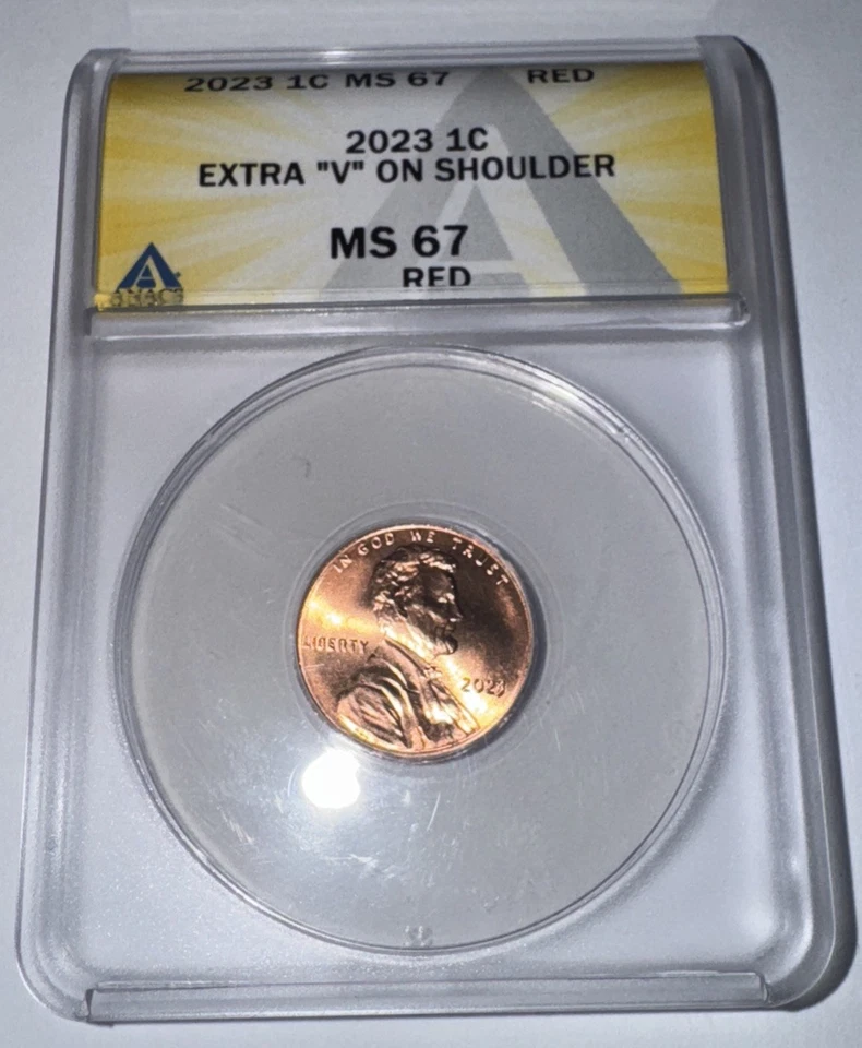 2023 Lincoln Memorial Center 'Extra V' Error Coin High Grade MS67 ANACS "VDBV" - Image 4 of 4