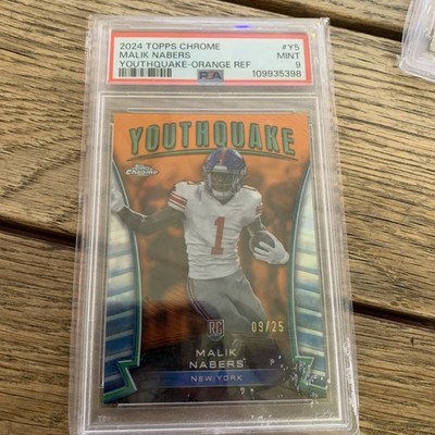 2024 Topps Chrome - Youthquake Malik Nabers #Y-5 Orange Refractor /25 (RC) PSA 9