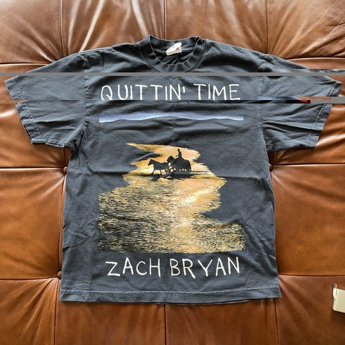 Offizielles Zach Bryan 2024 The Quittin Time Tour Herren Medium T-Shirt Grafik schwarz - Bild 1 von 6