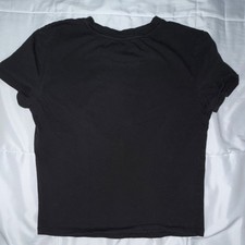 Black Solid Crew Neck T-Shirt, Short Sleeve Pullover, Women's Regular