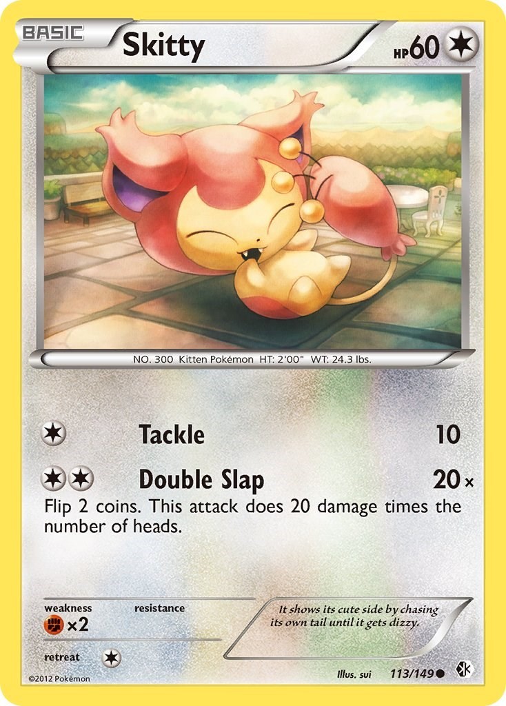 Pokemon Skitty 113/149 Boundaries Crossed Common Reverse Holofoil DM
