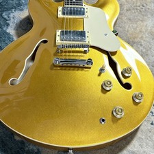 Ship USA Gold Semi-Hollow Body Electric Guitar Rosewood Fingerboard Fixed Bridge