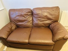 Brown Leather 2 Seater Sofa | Very Good Condition | Collection from SO16 4JD