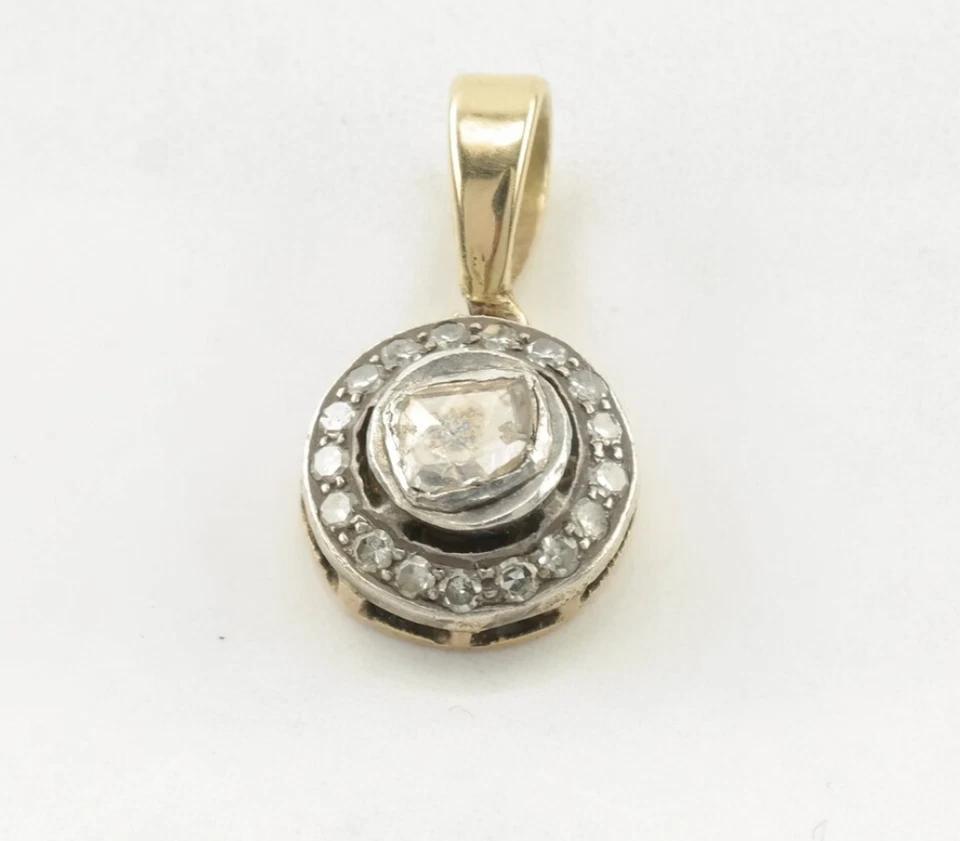 Серьги-гвоздики из серебра 925 пробы с бриллиантами подлинная розовая огранка полки и паве - Изображение 2 из 4