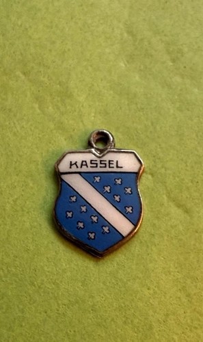 Vintage 800 Silver Enamel Kassel Germany Coat Arms Shield Charm