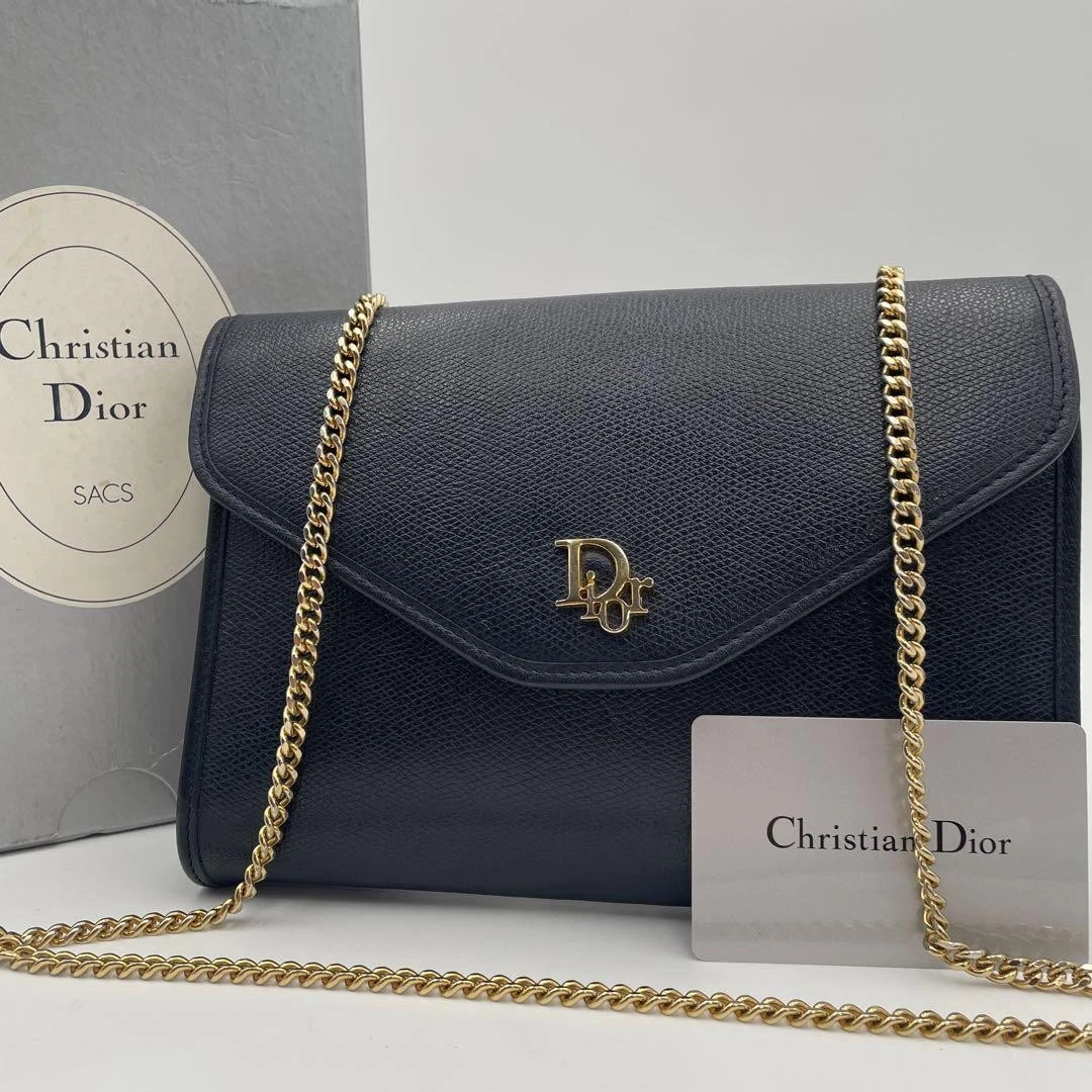 Sac bandoulière chaîne cuir logo Christian Dior