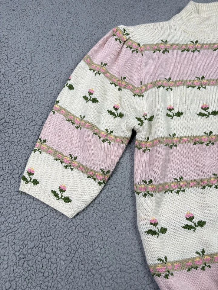 Suéter De Colección Diane Von Furstenberg Para Mujer 18 Rosa Blanco Floral Cottagecore Años 80 Foto 4 de 4