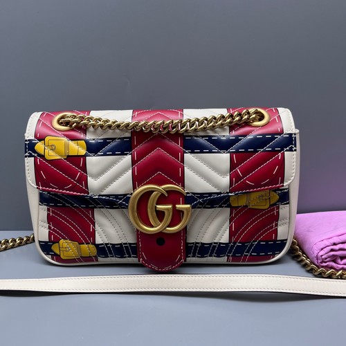 Gucci Preloved Medium GG Marmont Matelasse Leather Trompe L oeil Shoulder