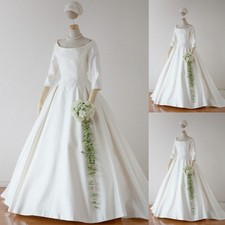 Elegant Wedding Dresses Satin White Ivory Vintage 1950s Country Bridal Gowns