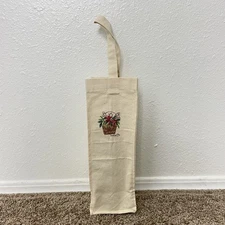 WINE GIFT BAG Novelty Cotton Single BOTTLE Embroidered Basket Red Green Pine