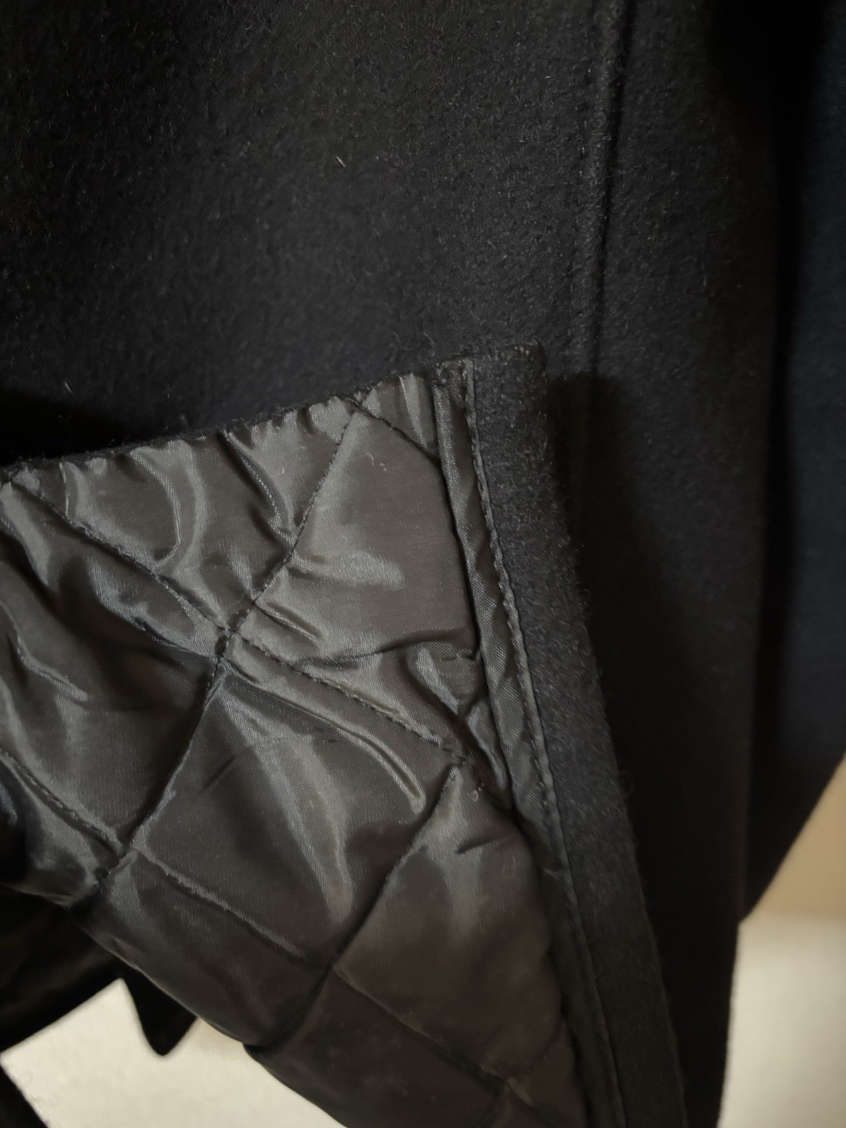 Schott 740 Pea Coat Dark Navy Wool Blend Size 42 Made in USA Quilted Lining