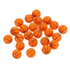30Pcs Sports Ball Beads 12mm Silicone Round Spacer Focal Bead Basketball