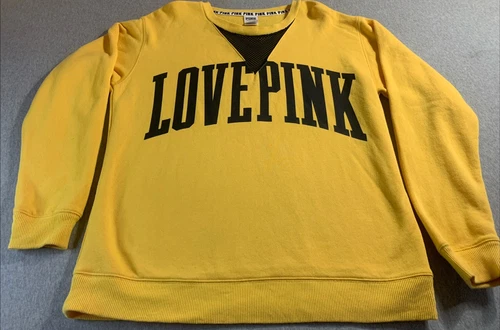 UNDERCOVER Victoria's Secret ROSA Pullover Felpa Giallo Ricamato Donna Large