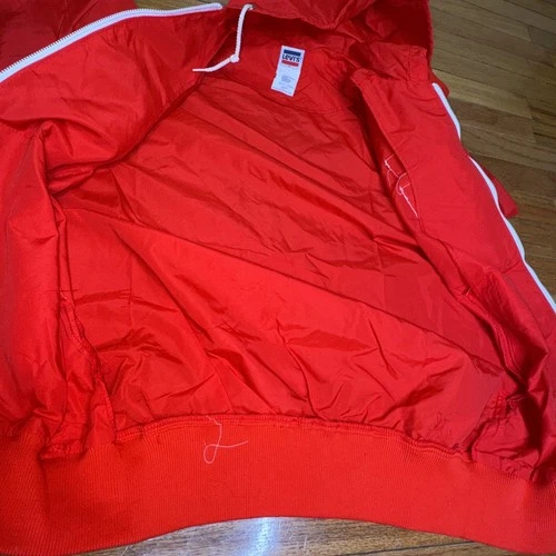 Vintage 60s Levis Hooded National Sports Festival Jacket Light Windbreaker M Red image 13
