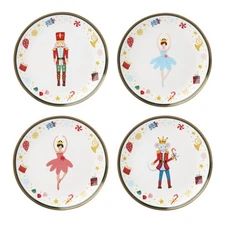 Lenox Dinnerware, Nutcracker Ballet Tidbit Plates, Service for 4, Microwave S...