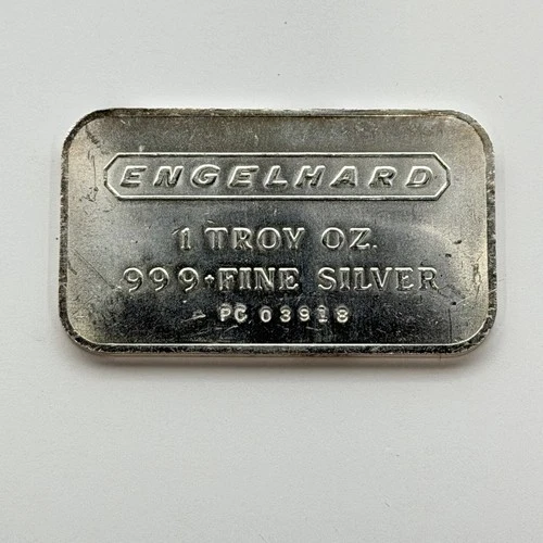 Vintage Engelhard 1oz .999 Silver Pebble Frosted Reverse Landscape Bar Bullion