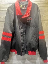 Vintage K Products E-One America’s Fire Truck XXL Jacket Black Red Firefighter
