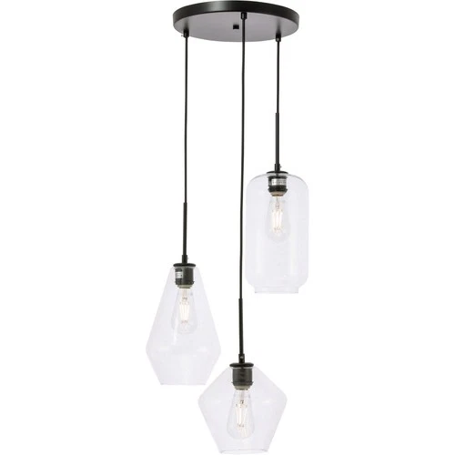 Living District LD2268BK Gene 3 Light 17.3 inch Black Pendant Ceiling Light - Picture 1 of 11