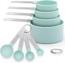 YC Kitchen Stainless Steel Measuring Cups and Spoons Set of 8 Pieces for Baking