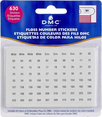 630 x DMC Stich Schleife Zahnseide Halter Nummer Aufkleber - Stickerei Kreuzstich