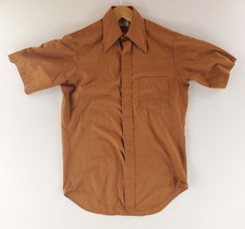 Montgomery Ward VTG 70s Casual Button Up Shirt Brown Disco Collar Mens L