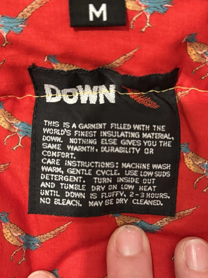 Pacific Trail Sportswear винтажный вниз жилет Sz M желтый с фазаном красный подкладка РЕДКАЯ - Изображение 3 из 4