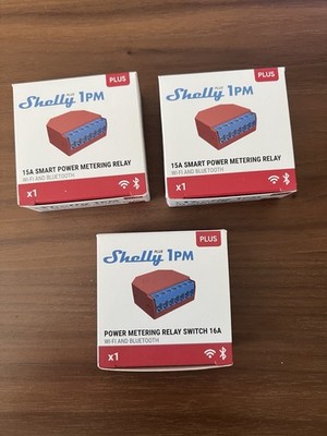 Qty 3 Shelly Plus 1PM WiFi Smart Relay Switch 15A Power Monitoring