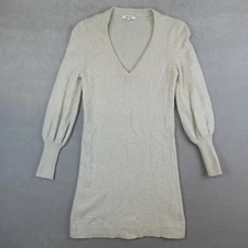 Madewell Sweater Womens Merino Wool Bubble Sleeve Dress S Oatmeal Cream