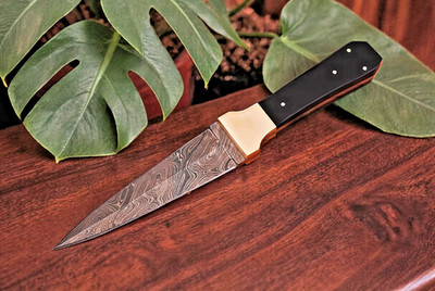 CUSTOM MADE HAND FORGE DAMASCUS STEEL BLADE THROWING BOOT KNIFE 954