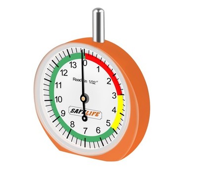 Dial Type Tire Tread Depth Gauge Color Coded Reads in 1/32'' increments