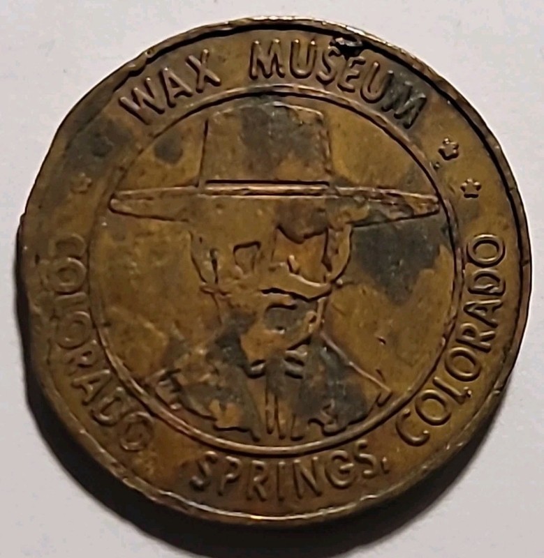 Wax Museum Colorado Springs Co Good Luck Souvenir Token Medal Guns Cowboy Bronze
