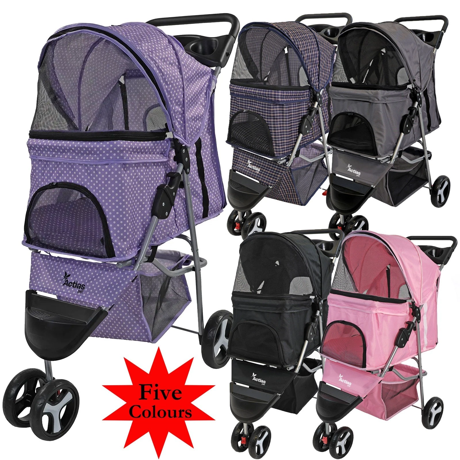 Pet Stroller Dog Cat Pushchair Travel Buggy