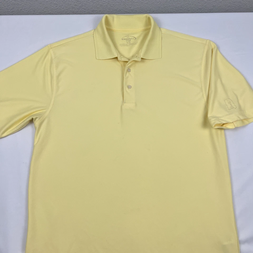 Champions Tour Golf Shirt Mens Large Polo Yellow Short Sleeve - Image 4 of 4