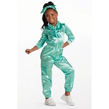 Weissman Girls Showtime Dance Jumpsuit Halloween Costume Teal Size LC 14