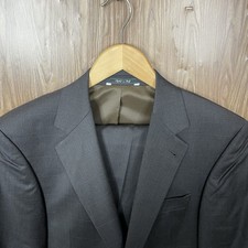 Bachrach 2 Piece Suit Mens 40S 32x26 Brown Blue Windowpane Wool Double Vented