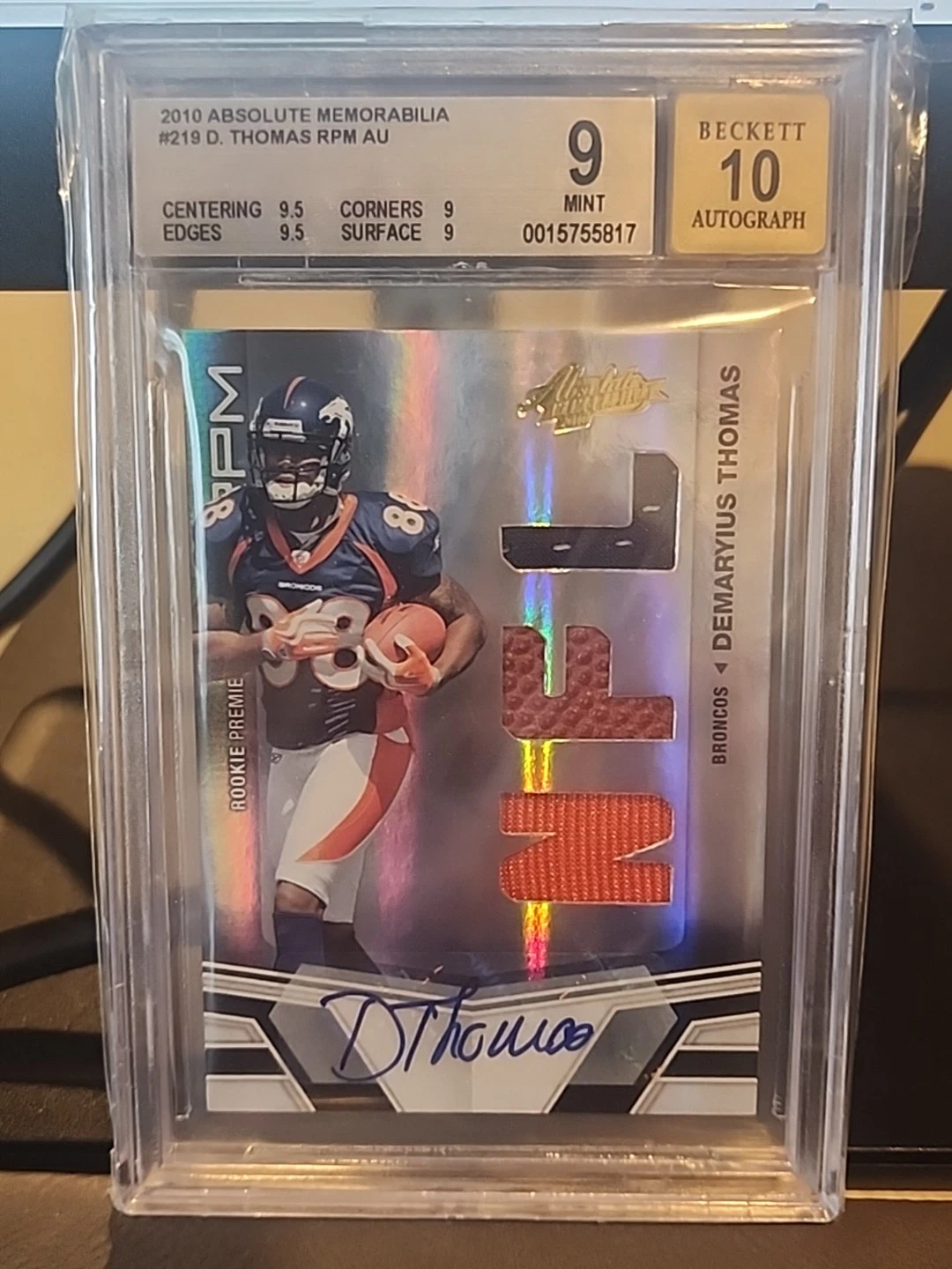 Demaryius Thomas Panini Absolute Memorabilia #219 Rookie Premiere Materials NFL Autograph