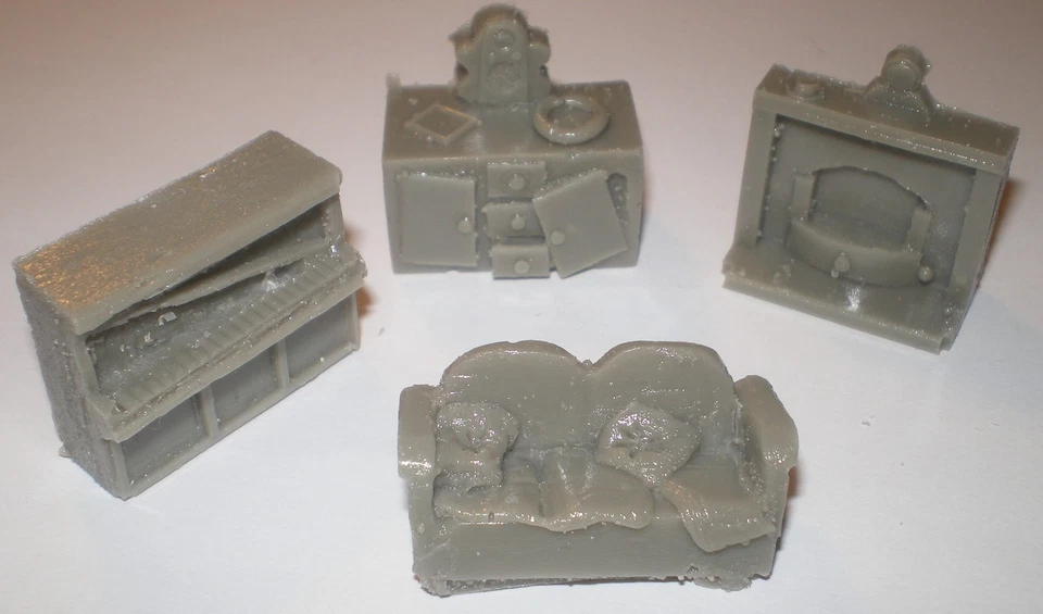 FRONTLINE WARGAMING Frontline 20 mm (1/72) Möbel - Sideboard, Sofa, Klavier & Kamin