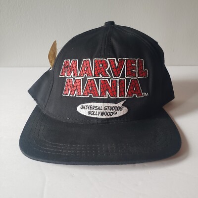 Vintage Marvel Mania Universal Studios Hollywood Snapback Hat NOS Rare 90s Black