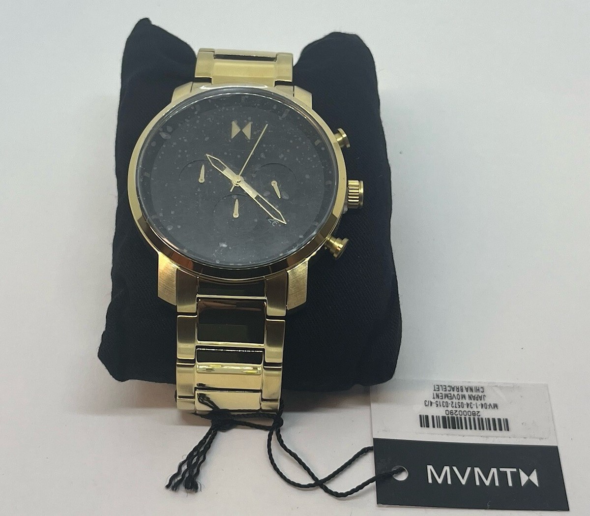 Lion Gold Mvmt Gold Black Leather MVMT Mens Watch 45mm Chrono