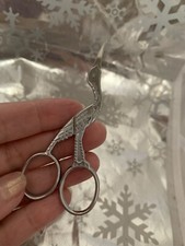    Vintage 3.5  Silver Chrome Stork Embroidery Scissors