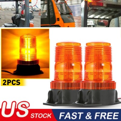 2X Amber LED Rotating Strobe Light Rooftop Flash Beacon Strobe Warning Lamp
