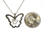 925 Sterling Silver .10ct black white diamond Double Butterfly pendant necklace  — photo 2