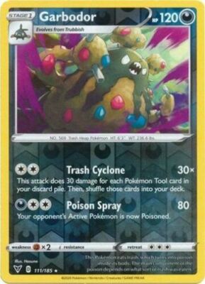 Pokemon -  Garbodor - 111/185 - Reverse Holo - Rare - Vivid Voltage - NM/M - New