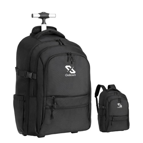 Black Rolling Backpack Wheels for 17" Laptop Size 13 x 9 x 19 College Business