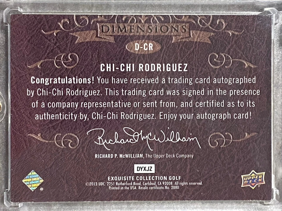 2014 UD Exquisite PGA golf Chi-Chi Rodriguez Dimensions authentic auto card D-CR - Image 2 of 2