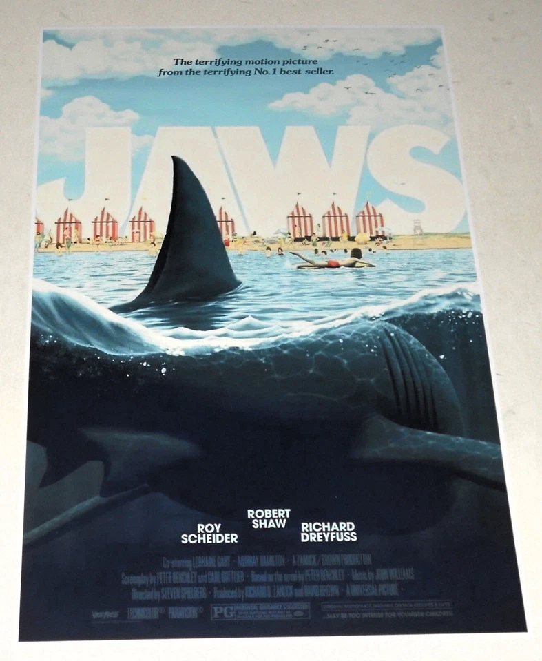 Jaws "Shark" Alternate 1975 Horror Film Poster 19"x13" Steven Spielberg
