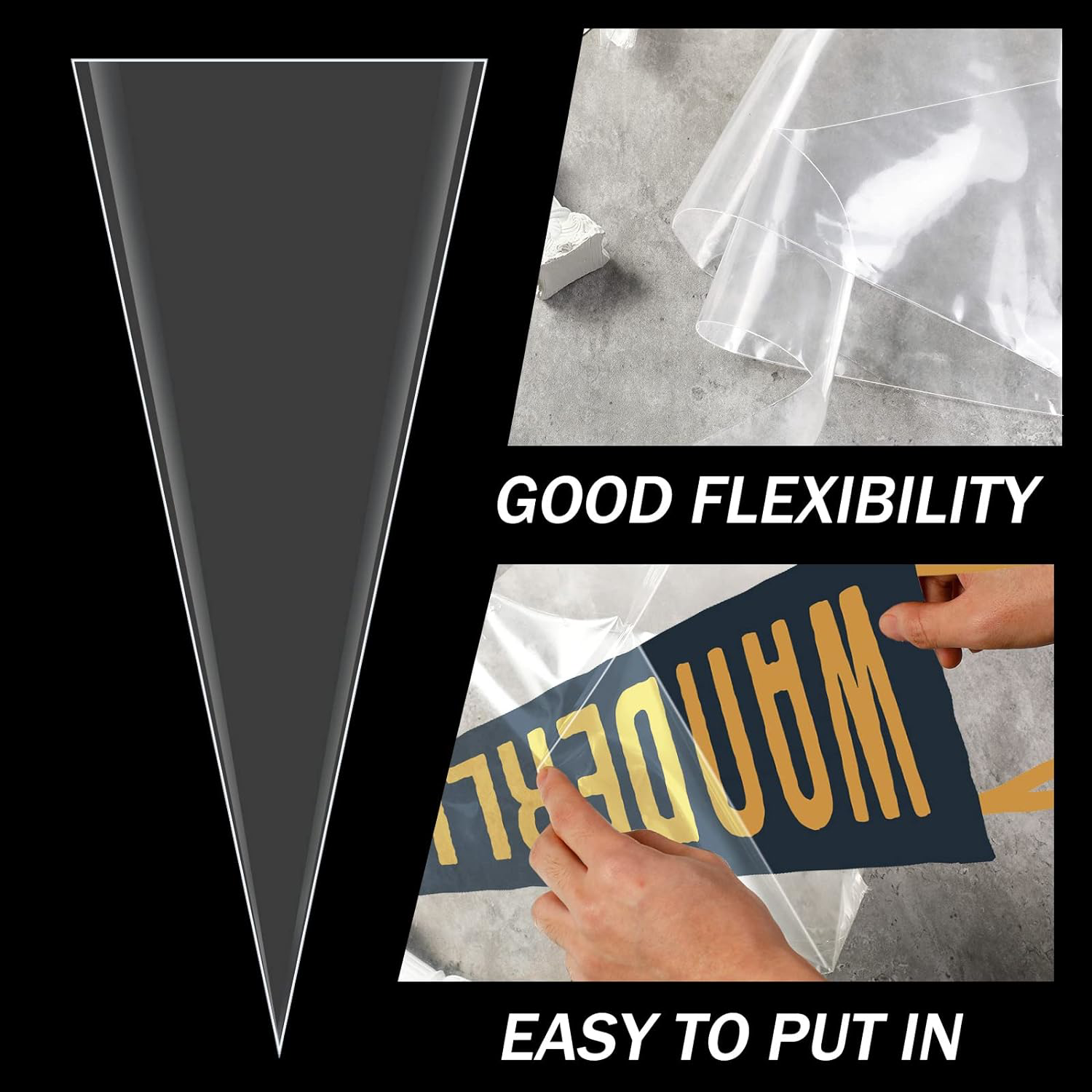 24 Pcs Protective Sleeves for Pennants Display 12" x 30" Pennant Holder